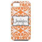 Orange & White Damask Monogram iPhone 5