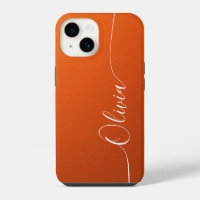 Orange White Elegant Calligraphy Script Name