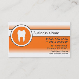 Orange white fade dentist custom business cards