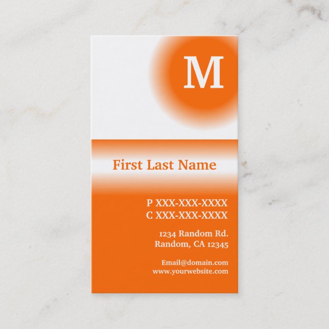 Orange white fade vertical business cards (Front)