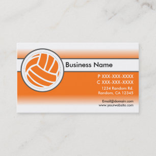 Orange white fade volleyball business cards