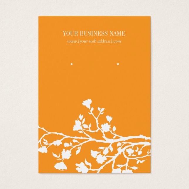 Orange White Flowers Custom Earring Card (Front)