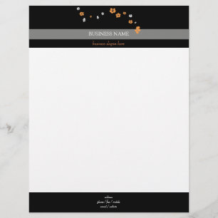 Orange White Flowers Elegant Letterhead