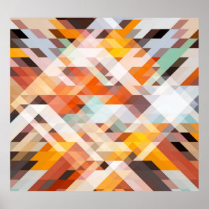 Orange White Geometric: Polygonal Background Poster