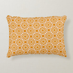 Orange White Geometric Seamless Pattern Accent Pillow