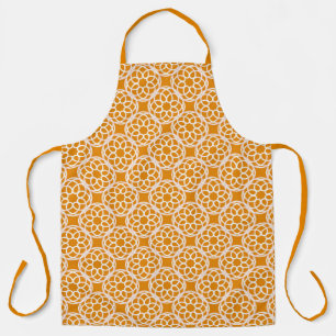 Orange White Geometric Seamless Pattern Apron