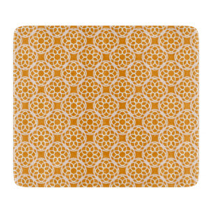 Orange White Geometric Seamless Pattern Cutting Board