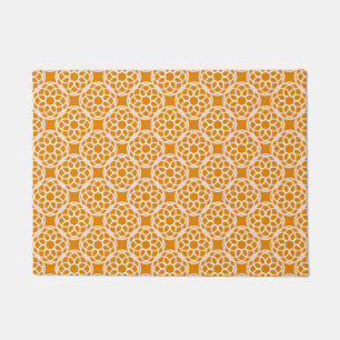 Orange White Geometric Seamless Pattern Doormat