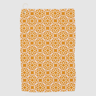 Orange White Geometric Seamless Pattern Golf Towel