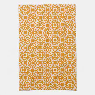 Orange White Geometric Seamless Pattern Kitchen Towel