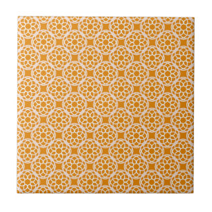 Orange White Geometric Seamless Pattern Tile
