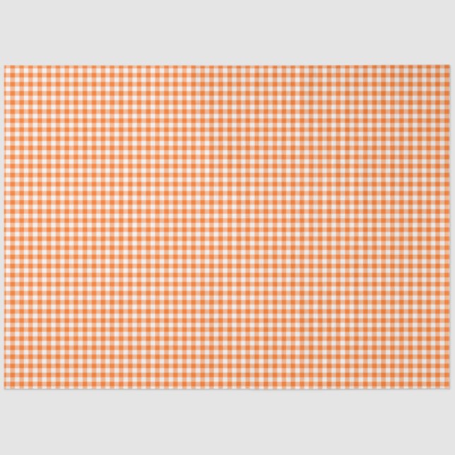 Orange & White Gingham Pattern Tissue Paper (Front)