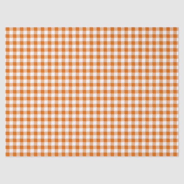 ORANGE & WHITE GINGHAM PLAID PATTERN TISSUE PAPER (Front)