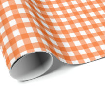 Orange | White Gingham Wrapping Paper