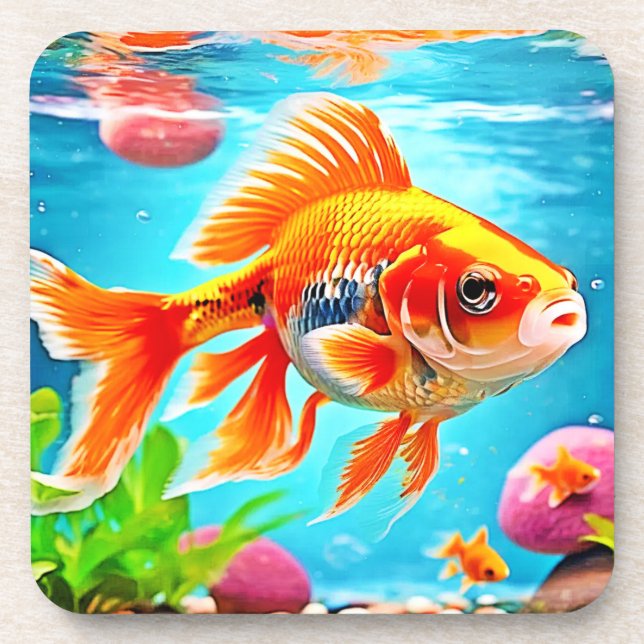 Orange White Goldfish Coaster (Front)