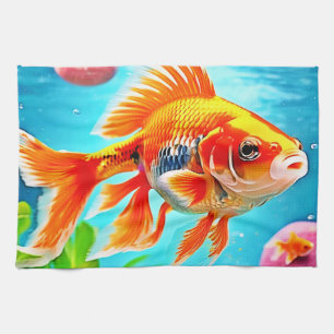 Orange White Goldfish Kitchen Towel