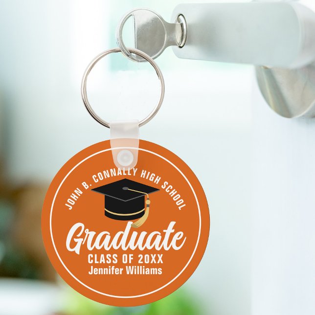 Orange White Graduate Custom 2026 Graduation Keychain (Creator Uploaded)