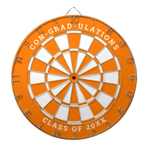 Orange & White Graduation   Custom Text Dartboard