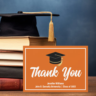 Orange White Graduation Personalized 2025 Graduate Thank You Card