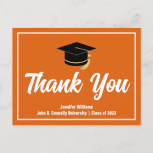 Orange White Graduation Personalized Graduate Postcard