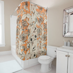 Orange White Graphic Flowers Pattern