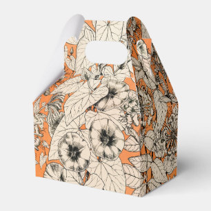 Orange White Graphic Flowers Pattern Favor Box