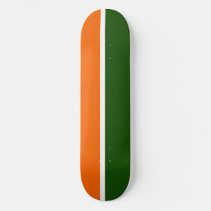 Orange White Green Plain Color Block Design  Skateboard