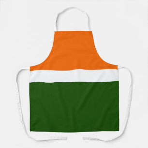 Orange White Green Plain Colour Block Design Apron