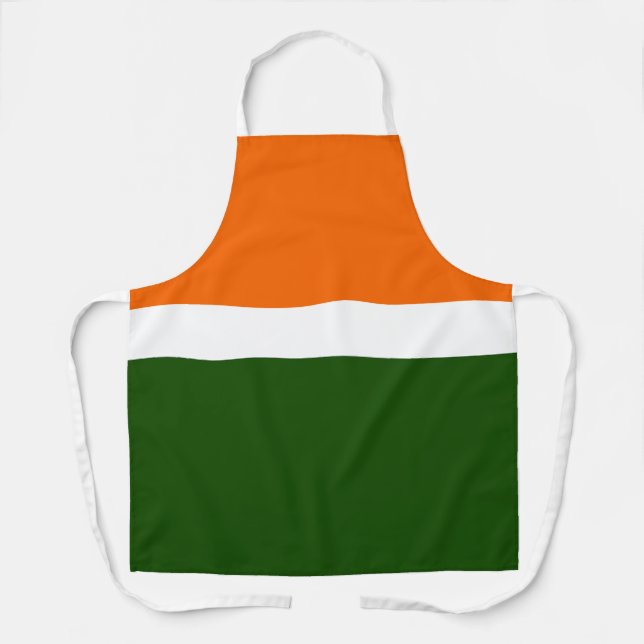 Orange White Green Plain Colour Block Design  Apron (Front)