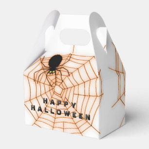 Orange & White Halloween Spider Web Favour Box