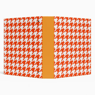 Orange White Houndstooth Check Binder