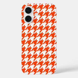 Orange White Houndstooth Check iPhone 16 Case