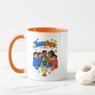 orange white kids team player mug