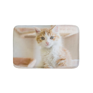 Orange & White Kitten Bath Mat