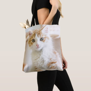 Orange & White Kitten Tote Bag