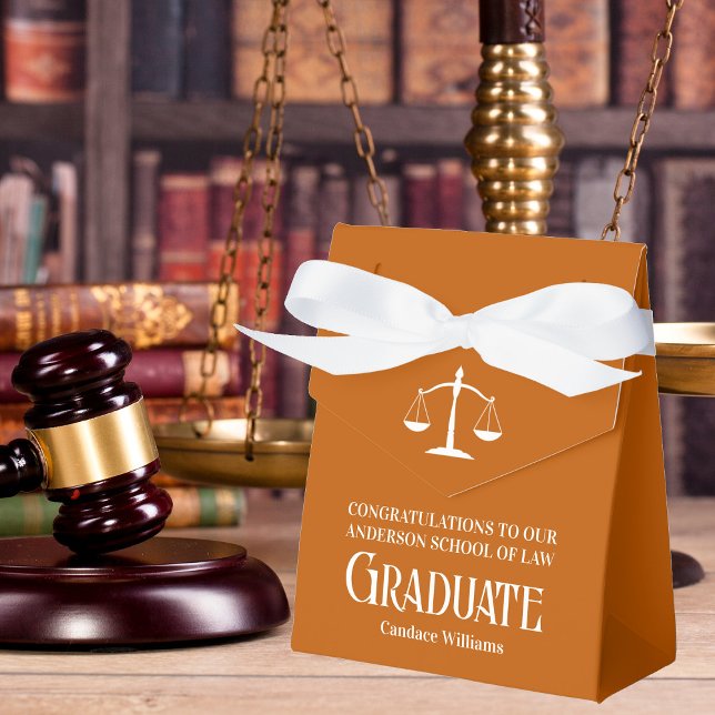 Orange White Law School Custom Graduation Party Favor Box (Creator Uploaded)