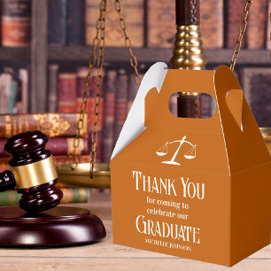 Orange White Law School Custom Graduation Party Favor Box
