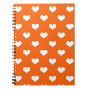 Orange White Love Heart Pattern Design  Notebook