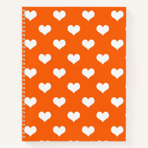 Orange White Love Heart Pattern Design  Notebook
