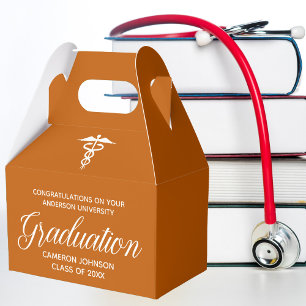 Orange White Medical School Graduation Party Favor Box