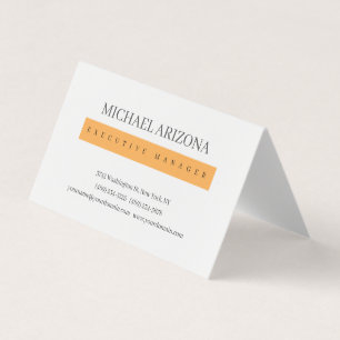 Orange & White Minimalist Simple Plain Modern Business Card