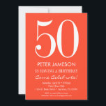 Orange White Modern Adult Birthday Invitations<br><div class="desc">A simple and modern orange and white birthday invitation for milestone or any age birthday.  This invite is for any age including milestones: 18th 21st 30th 35th 40th 45th 50th 55th 60th 65th 70th 75th 80th 85th 90th</div>