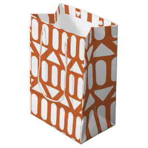Orange White Modern Geometric Medium Gift Bag