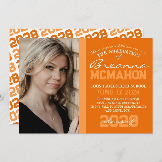Orange & White Modern Graduation Announcement (Creator Uploaded)