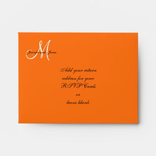 Orange White Monogram Wedding RSVP Envelope