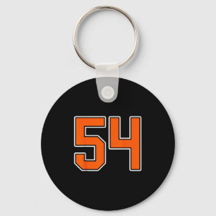 Orange White Number 54 Jersey Player Uniform #54 Keychain