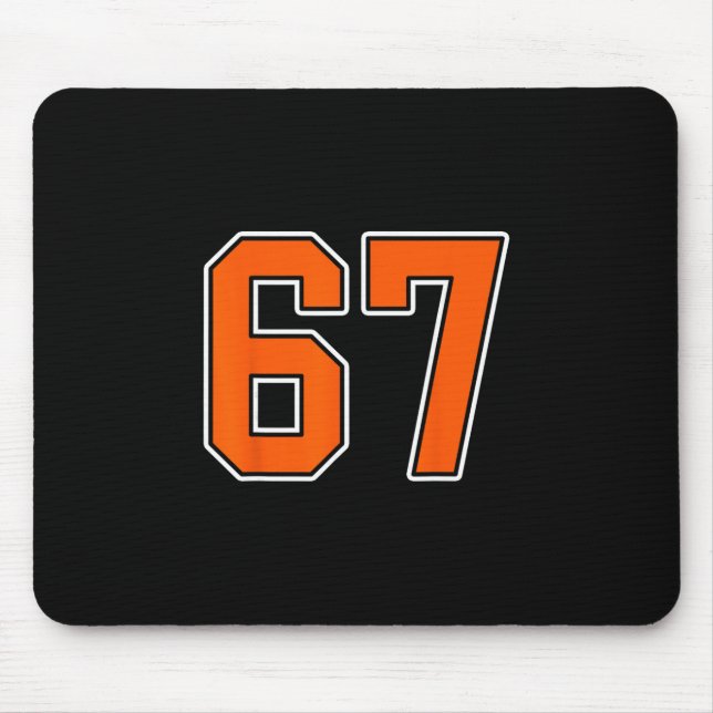 Orange White Number 67 Jersey Player Uniform #67  Mouse Pad (Front)