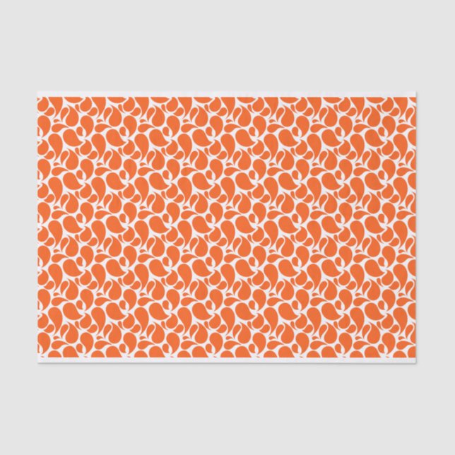 ORANGE & WHITE PAISLEY PATTERNS TISSUE PAPER (Front)