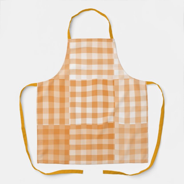 Orange White Patchwork Pattern Apron (Front)