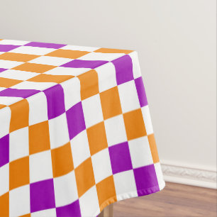 Orange White Pink Checkered Pattern Design  Tablecloth
